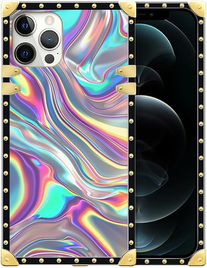 Compatible with iPhone 12 Pro Max Case, Holographic Abstract Iridescent by Unknown