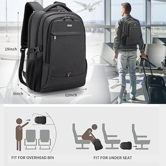DUSLANG 17 Inch Travel Laptop Backpack Water Resistant College Backpack - Image 9