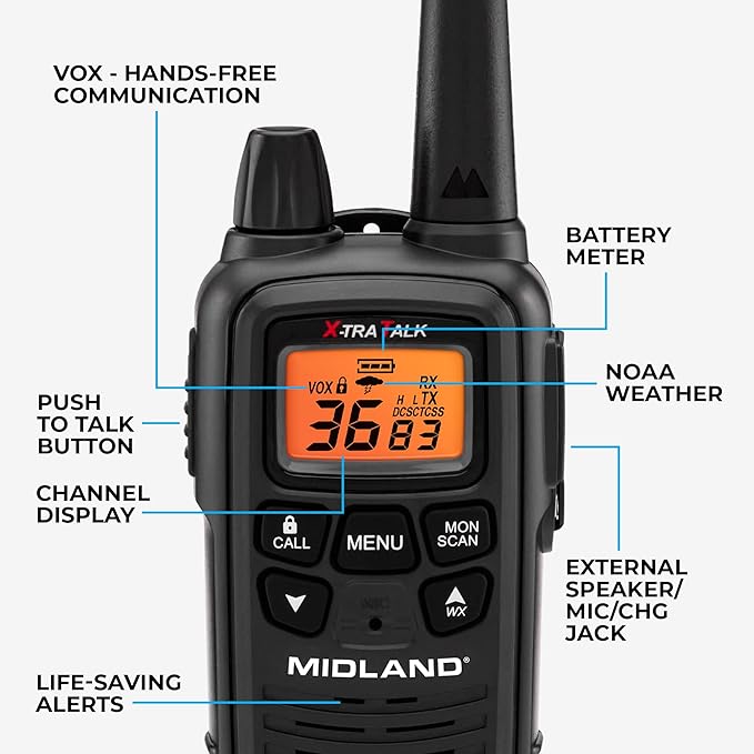 Midland - LXT600VP3, 36 Channel FRS Two-Way Radio - Up to 30 Mile Range Walkie - Image 4