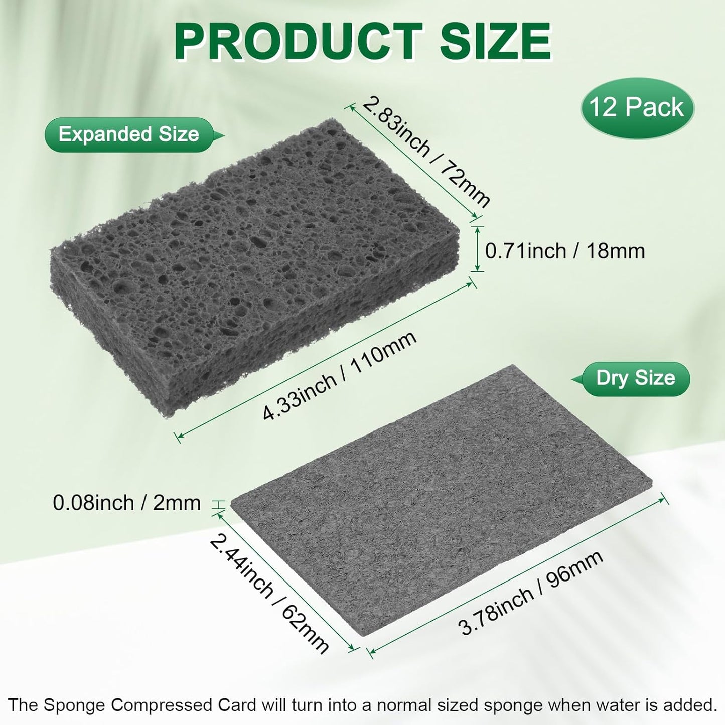 12-Pack Kitchen Sponges, Condense Eco Cellulose Non-Scratch Scrub Heavy Sponge for Kitchen/Household/Bathroom, Clean Tough Messes Dish Scrubber [Black]