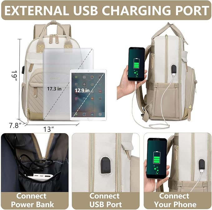 Backpack for Women Laptop Bag: Work Travel Backpacks Fits 17 inch Computer - Image 4