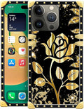 Compatible with iPhone 14 Pro Max Case, Shine Gold Rose Luxury Golden Decoration by Unknown
