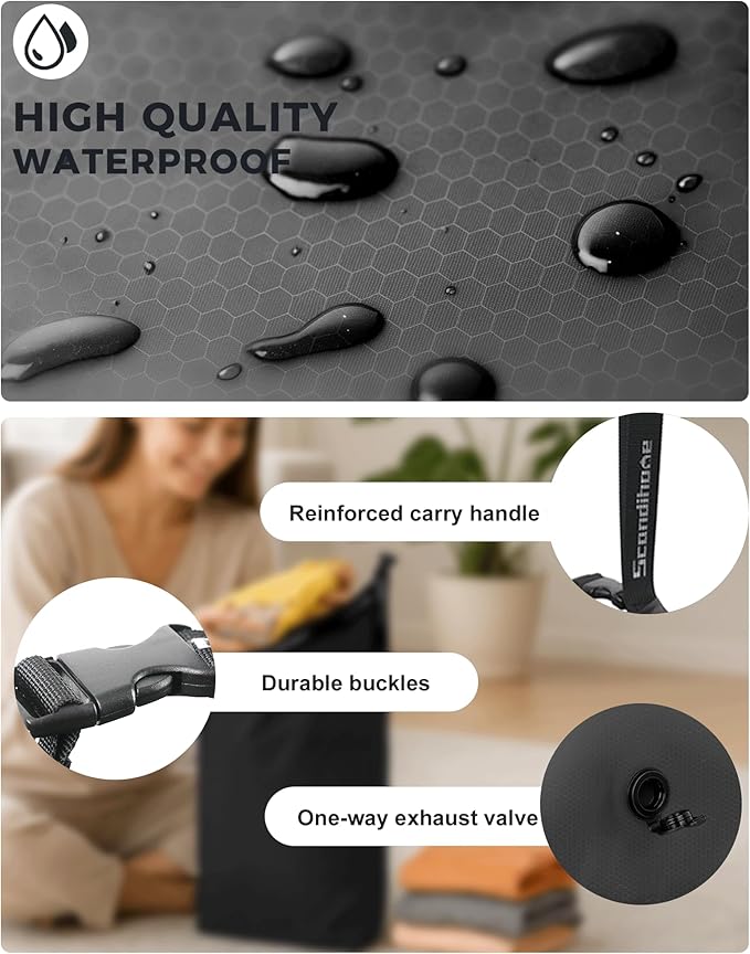 Travel Laundry Bag, Pump-Free Vacuum Compression Dirty Clothes Bag, Small - Image 4