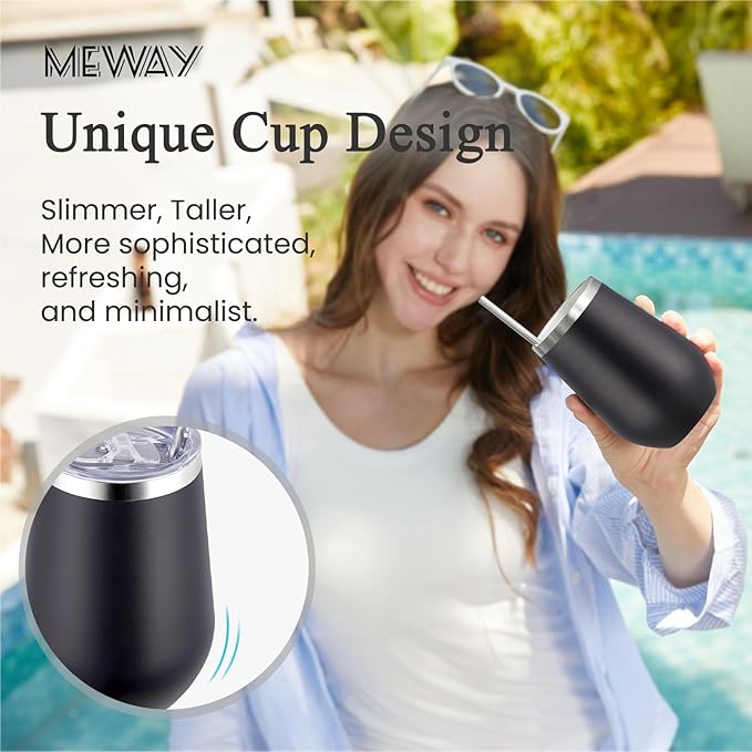 MEWAY 12oz/4 Pack Wine Tumbler Glasses - Image 4