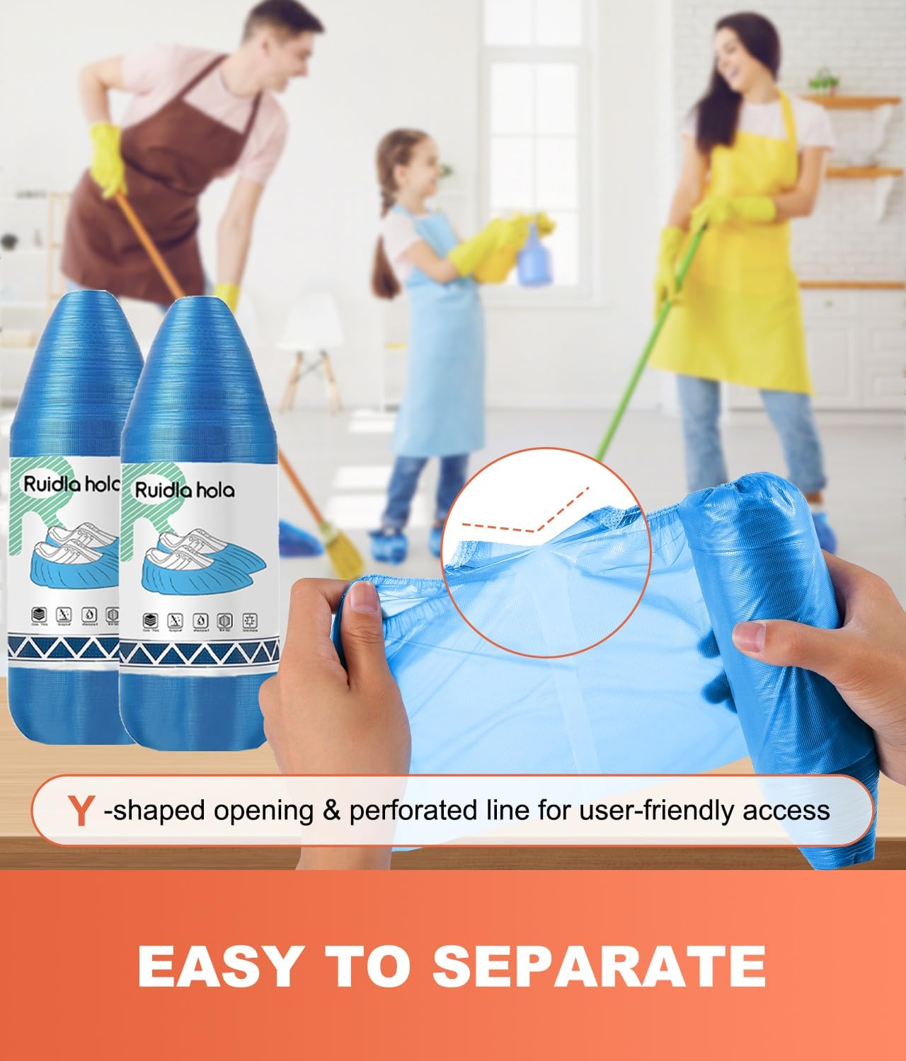 Shoe Covers Disposable – 140 Pack (70 Pairs), Roll-Pack CPE Boot Covers, Waterproof, Stretchable, Fits Up to Men’s 10 / Women’s 12, Ideal for Indoor & Outdoor Use, Easy Storage – Blue