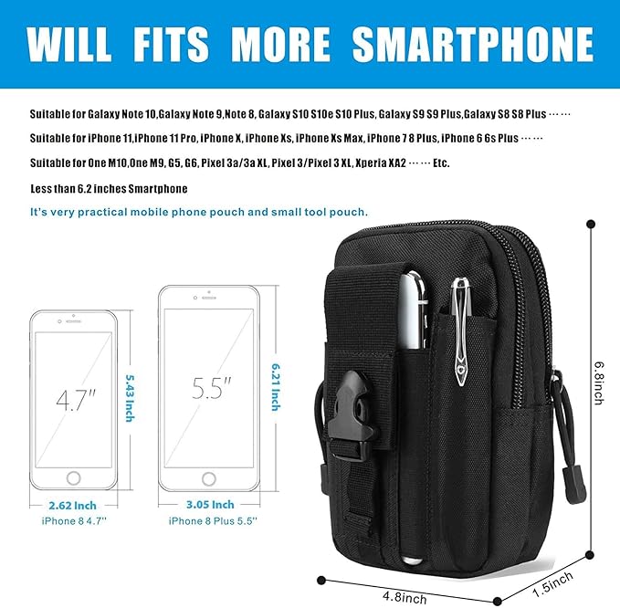 Belt Pouch, Tactical Molle Phone Pouch EDC Utility Pouches Waist Bag, Small - Image 2