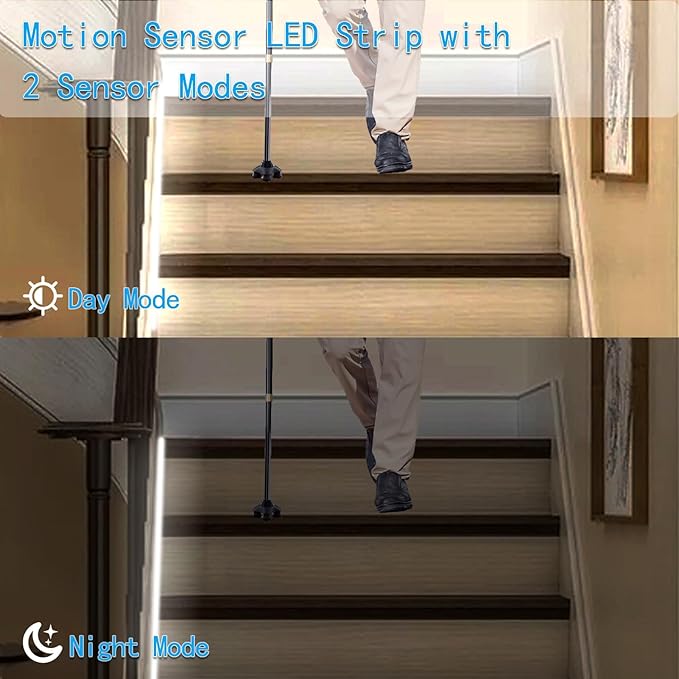 echosari Battery Operated Motion Sensor Cabinet Strip Lights, 9.8Ft 90 LED - Image 3