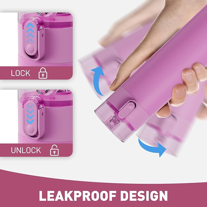 9oz Small Water Bottles with Straw, Mini Water Bottle with One-Hand Open Design - Image 5