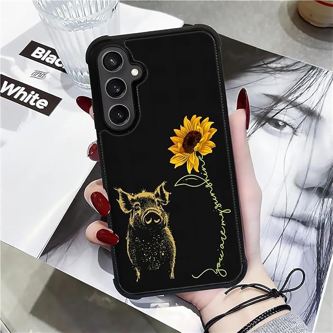 for Samsung Galaxy S23 FE Case, Pig Sunflower Yellow Sunshine Pattern Graphic - Image 6