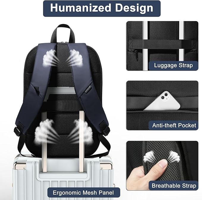 Business Backpack 17 Inch Slim Expandable Waterproof Travel Laptop Backpacks - Image 6