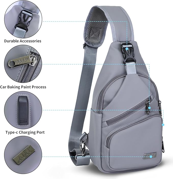 AMJ Crossbody Sling Bag Men Women, Casual Shoulder Backpack, Chest Daypack - Image 3