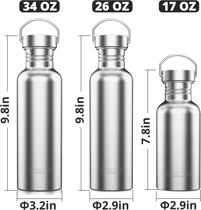 TRIPLE TREE 17 OZ Uninsulated Single Walled Stainless Steel Sports Water Bottle - Image 3