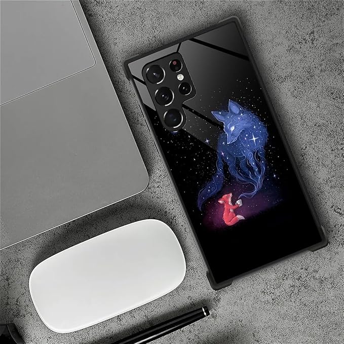 for Samsung Galaxy S22 Ultra Case, Galaxy Fox Wolf Pattern Graphic Design Girl - Image 6