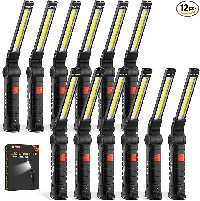 Magnetic Work Light 12Pack, Rechargeable LED Work Light by RuboliyLightyourwayahead