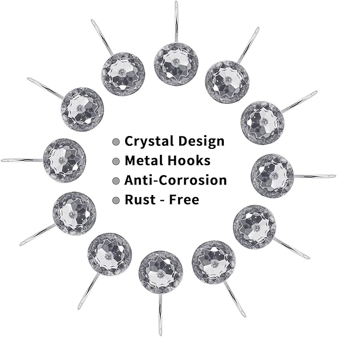 MitoVilla Grey Shower Curtain Hooks Rings, Metal Shower Hooks - Image 4
