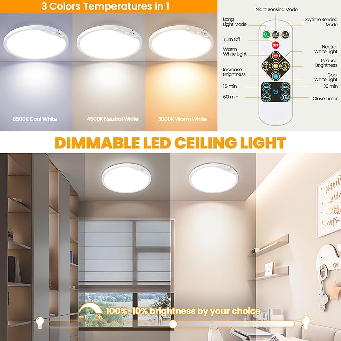 SunRider 12 Inch Rechargeable Motion Sensor LED Ceiling Light - Image 7