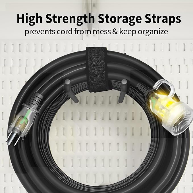 POWGRN 50FT 16 Gauge Black Outdoor Extension Cord Waterproof, 3 Prong Flexible - Image 7