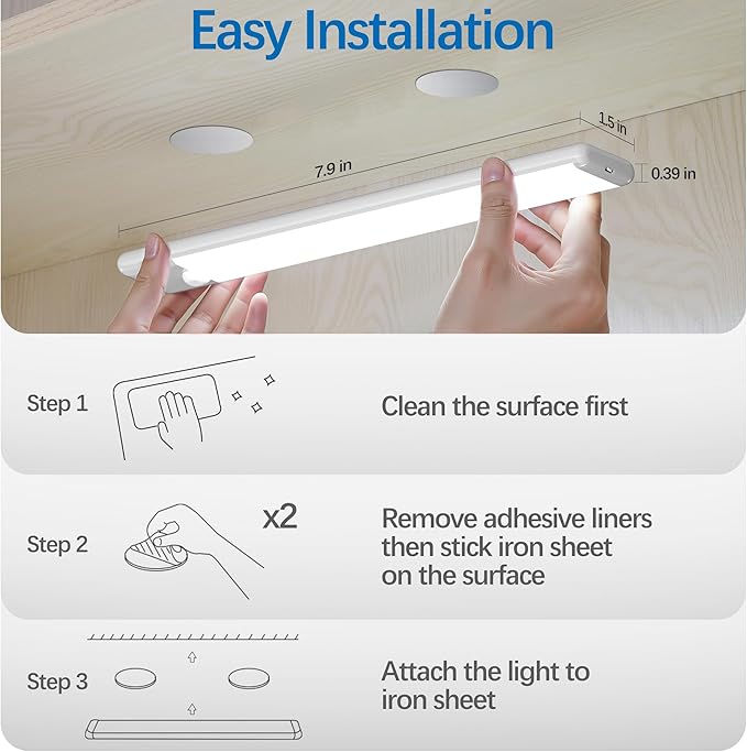 Motion Sensor Under Cabinet Lights, Magnetic Rechargeable Under Counter Closet - Image 4