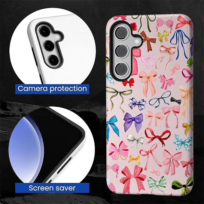 for Samsung Galaxy S24 Plus Case, HL2 Aesthetic Color Bow Tie Hybrid 2 Layer - Image 4