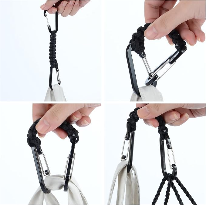BRAVESHINE Paracord Keychain Carabiner Clip, D Ring Lanyard Hanger Stroller Hook - Image 6