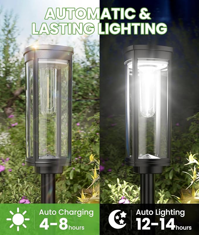 BITPOTT Bright Solar Pathway Lights, 12 Pack Solar Garden Lights Outdoor - Image 4