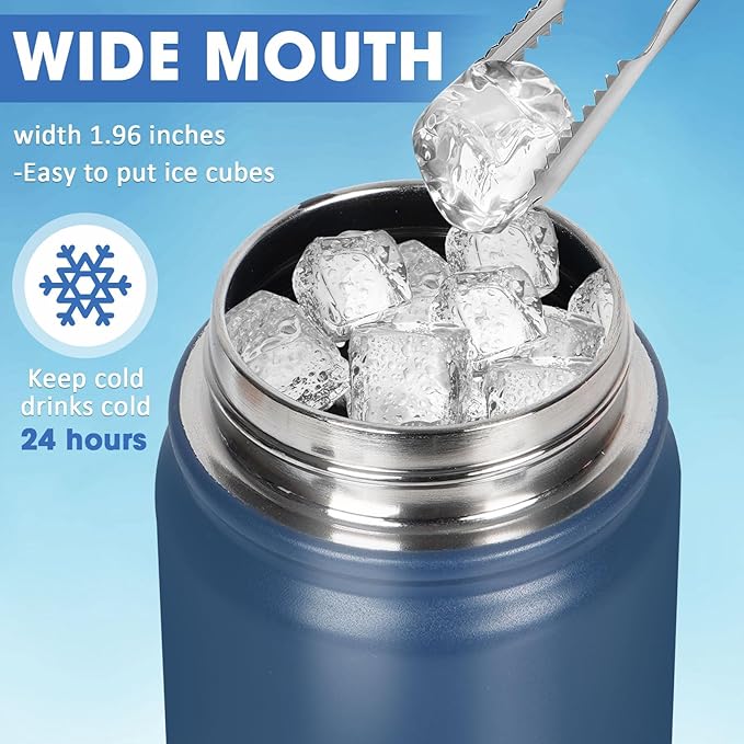 Insulated Water Bottle 24oz, Stainless Steel Double Wall Vacuum Sports Flask - Image 8