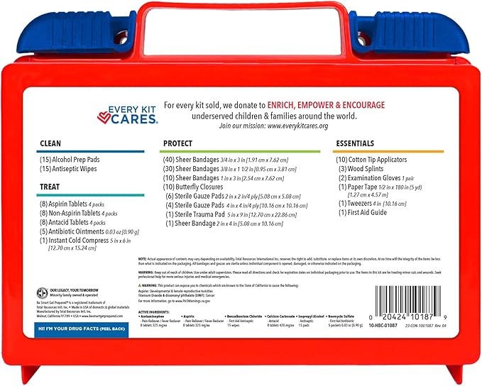 Be Smart Get Prepared 180 Piece First Aid Kit: Clean, Protect Minor Cuts - Image 3