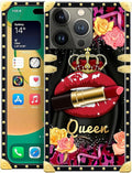 Compatible with iPhone 14 Pro Max Case, Queen Lip Crown Leopard Print Luxury by Unknown