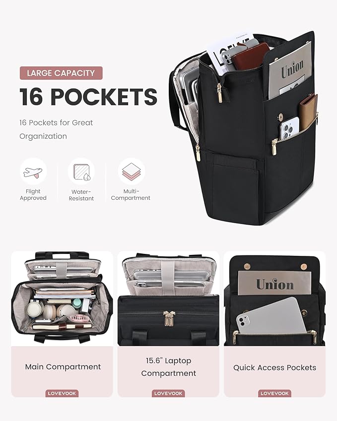 LOVEVOOK Laptop Backpack for Women, 15.6 Inch Work Laptop Bag - Image 2