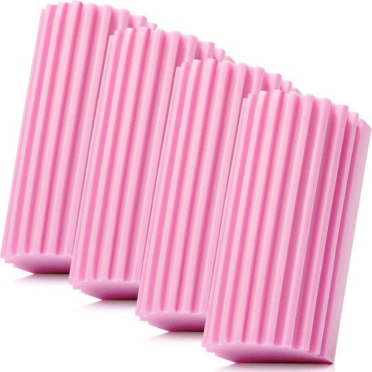 4 Pack Damp Dusting Sponge Duster, Pink Dust Cleaning Sponge, Reusable Household Cleaning Sponge Tool for Blinds, floorboards, Fan Blades, Vents, Glass, Railings, Mirrors