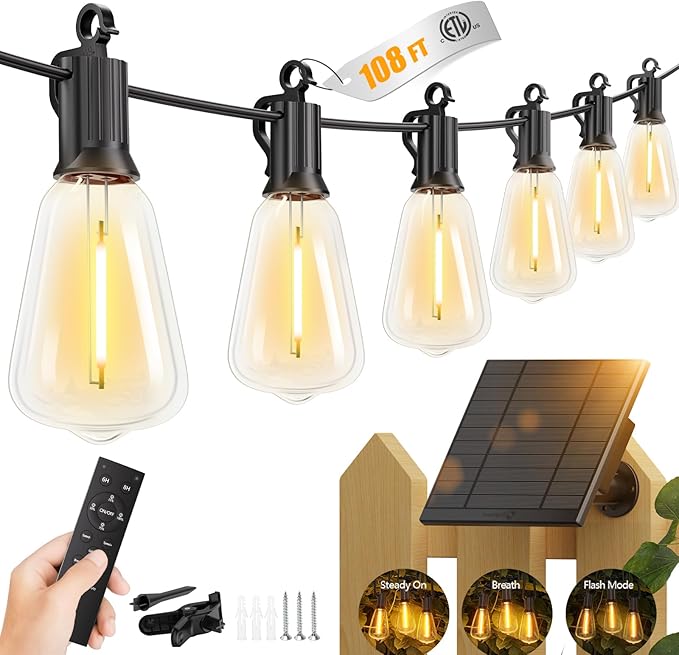 Brightown 108FT Solar String Lights Outdoor Waterproof by Brightown