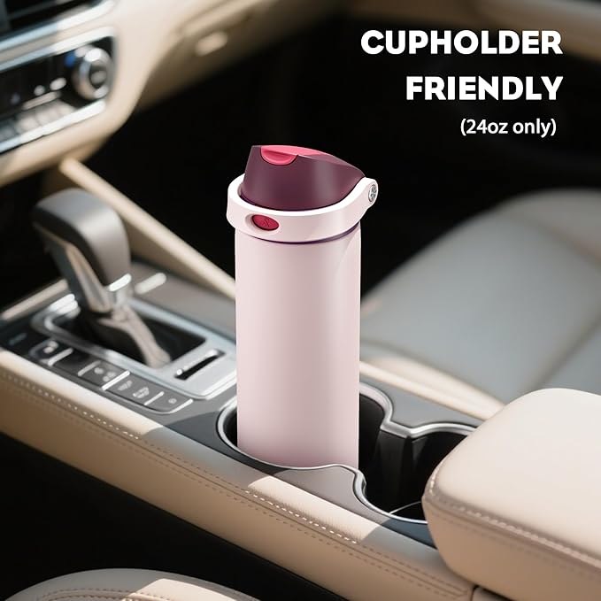 POWCAN 24 oz Stainless Steel Water Bottle: 2-in-1 Push-Button Spout & - Image 5