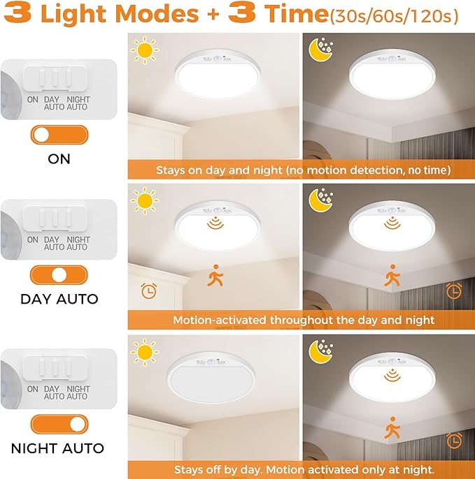 slochi 1Pack Motion Sensor Light Indoor Wired, 12 Inch 3000K/4000K/6500K Closet - Image 4