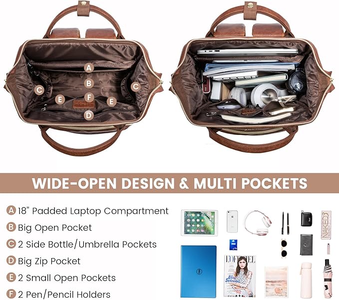 LOVEVOOK Leather Laptop Backpack - Image 2