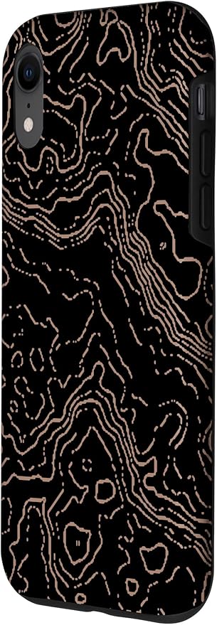 Topography Black & Brown Abstract Pattern Topographic Map Case - Image 2