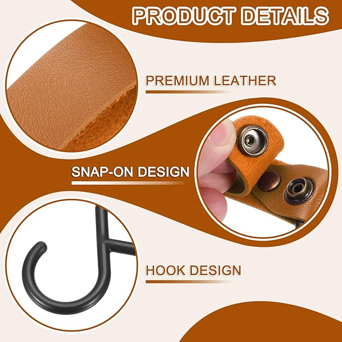 uxcell 5pcs PU Leather Hooks, S-Shape Hooks - Image 3