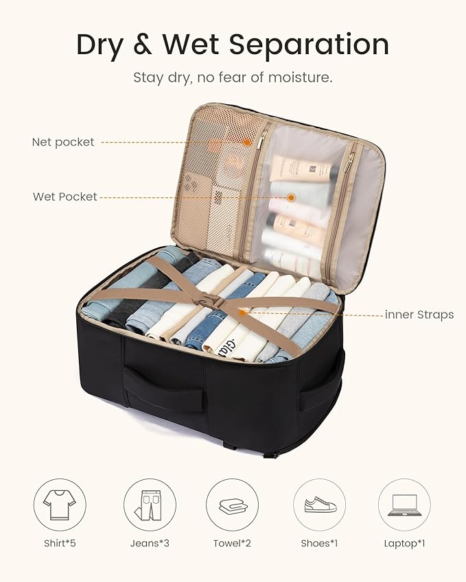 LOVEVOOK 50L Travel Backpack for Women Men, TSA Personal Item Travel Bag Fits - Image 7