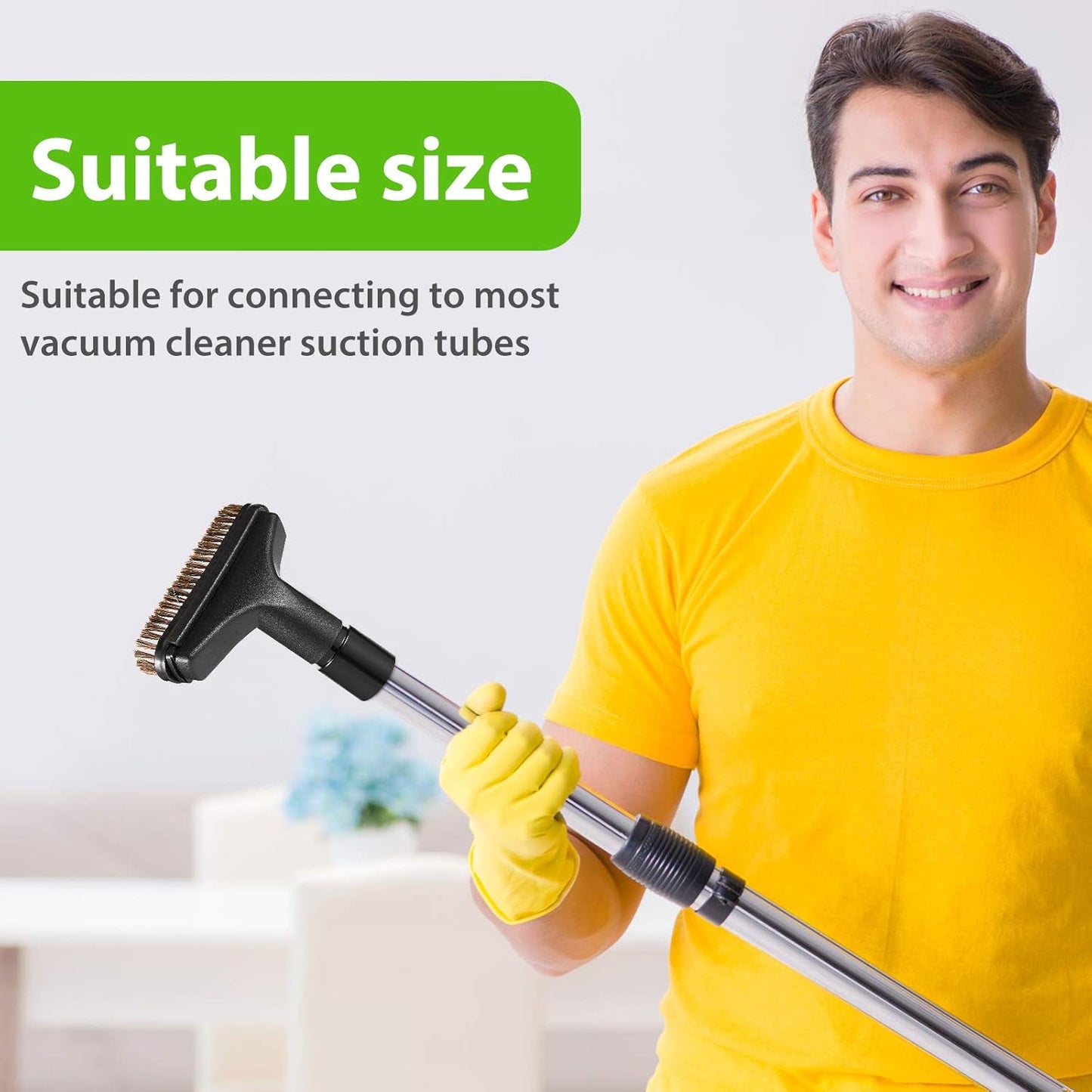 Honoson 2 Pcs 1-1/4 Vacuum Brush Attachment Square Horse Hair Vacuum Dusting Brush Hose Attachments Dust Tool Replacement 1.25 Soft Bristle Cleaner for Standard Hose