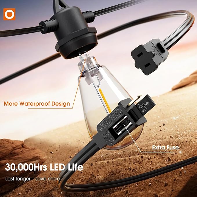 addlon 100FT Outdoor String Lights LED Waterproof Patio Lights - Image 4