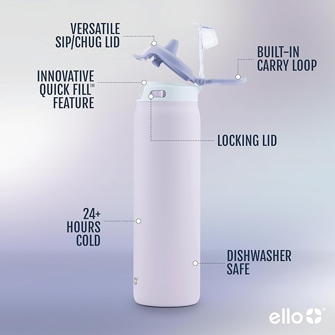 Ello Pop & Fill 22oz Stainless Steel Water Bottle - Image 3