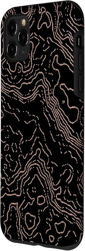 Topography Black & Brown Abstract Pattern Topographic Map Case - Image 2