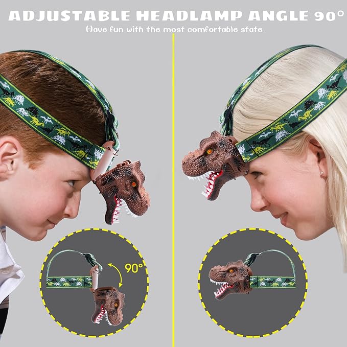 Dysaim Kids Headlamp, Dinosaur LED Rechargeable Headlamp - Image 6