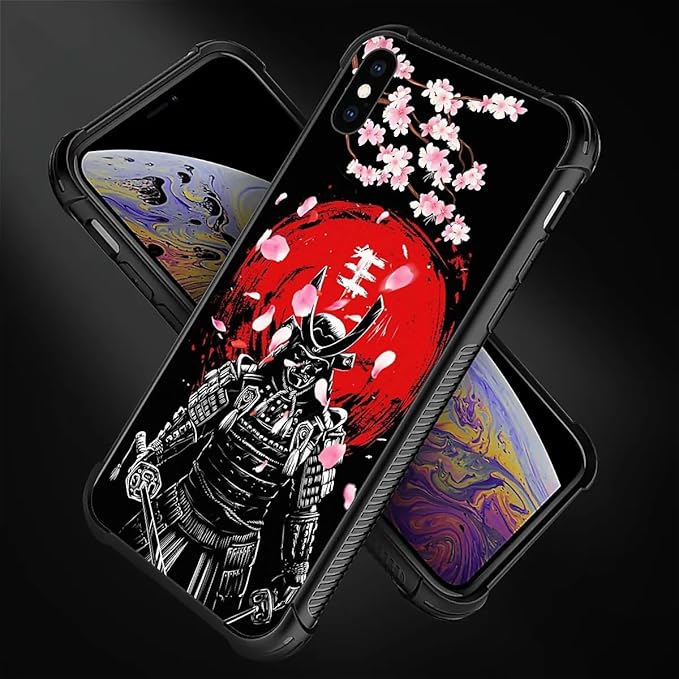 for iPhone Xs Max Case, Sakura Japanese Samurai Pattern Graphic Design Girl Boy - Image 5