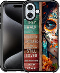 for iPhone 16 Case, Sugar Skull Day of Death Halloween Pattern Graphic Design by FKBRCL4U