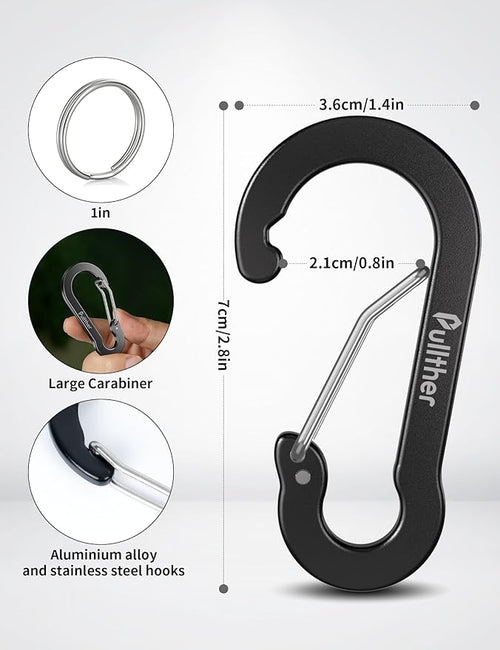 9PCS Carabiner Keychain Clip, 2.7" Large Aluminum Carabiner Clips - Image 2