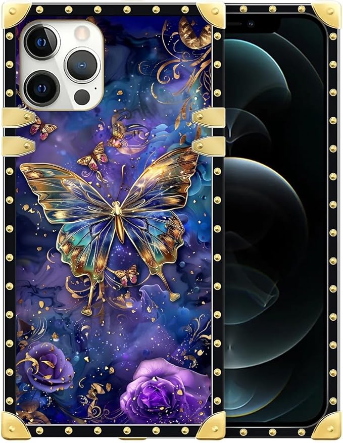 Compatible with iPhone 12 Pro Max Case, Glistening Golden Butterfly Vibrant by Unknown