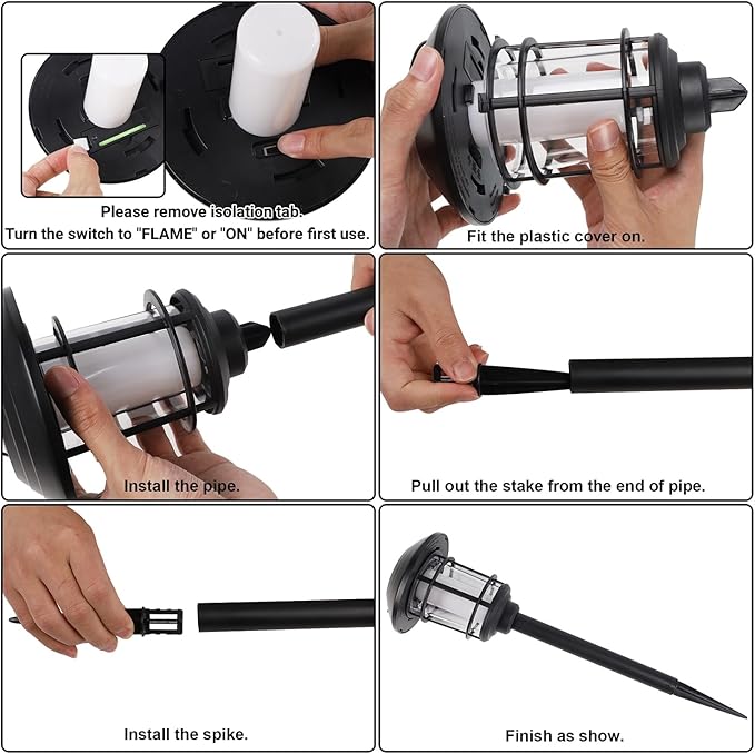 Dynaming 6 Pack Solar Flame Torch Lights Outdoor, Dual Use Flickering Purple - Image 4