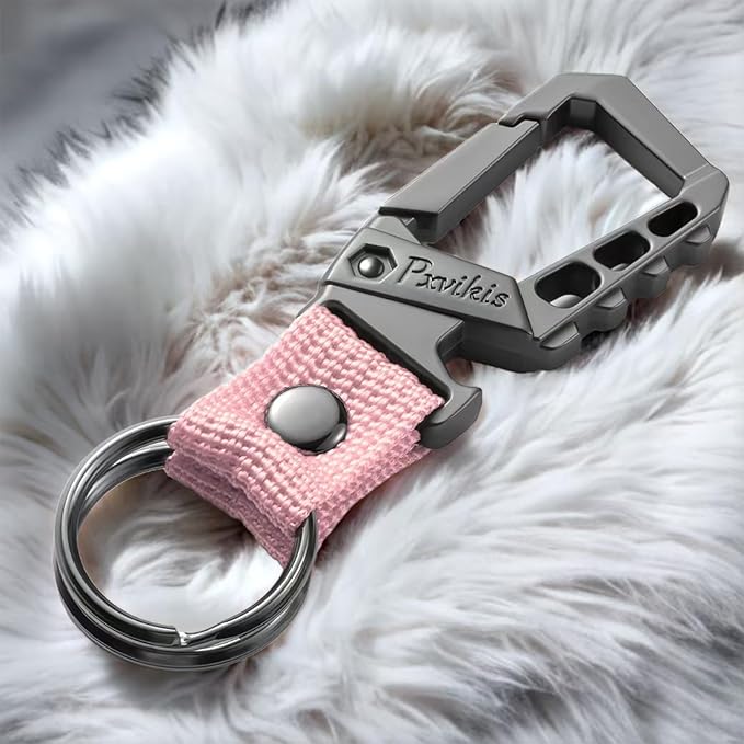 Metal heavy duty key chain carabiner clip bottle opener wrist lanyard ring car - Image 4