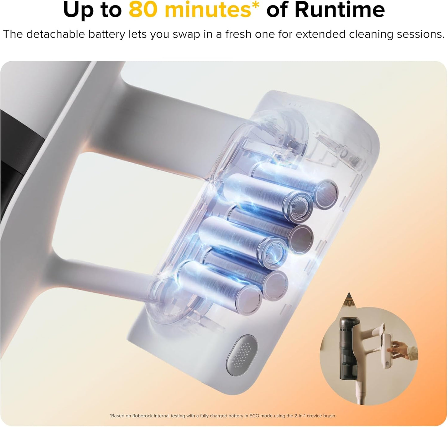 roborock H60 Pro Cordless Stick Vacuum Cleaner, 170AW Suction Power, 80-Min Runtime, 90° Bendable Tube, Dust-Detecting LED, Anti-Tangle Vacuum Cleaner for Home, Carpets, Hard Floors & Pet Hair