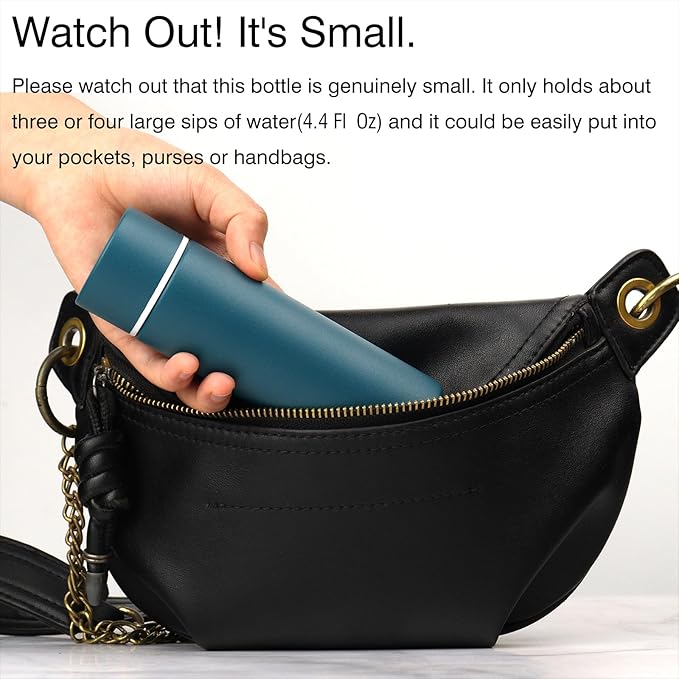 Cute Small Purse Water Bottle, 4.4 Fl. Oz, Mini Slim Flask - Image 4
